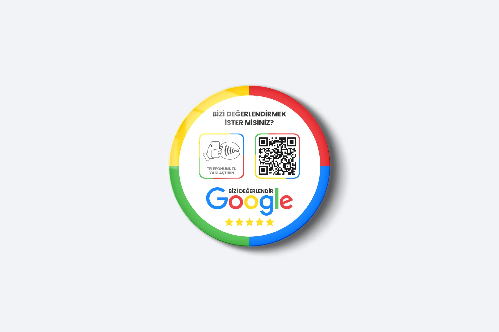 Google Yorum Pleksi Kart - NFC & QR Özellikli - Yuvarlak (Beyaz)