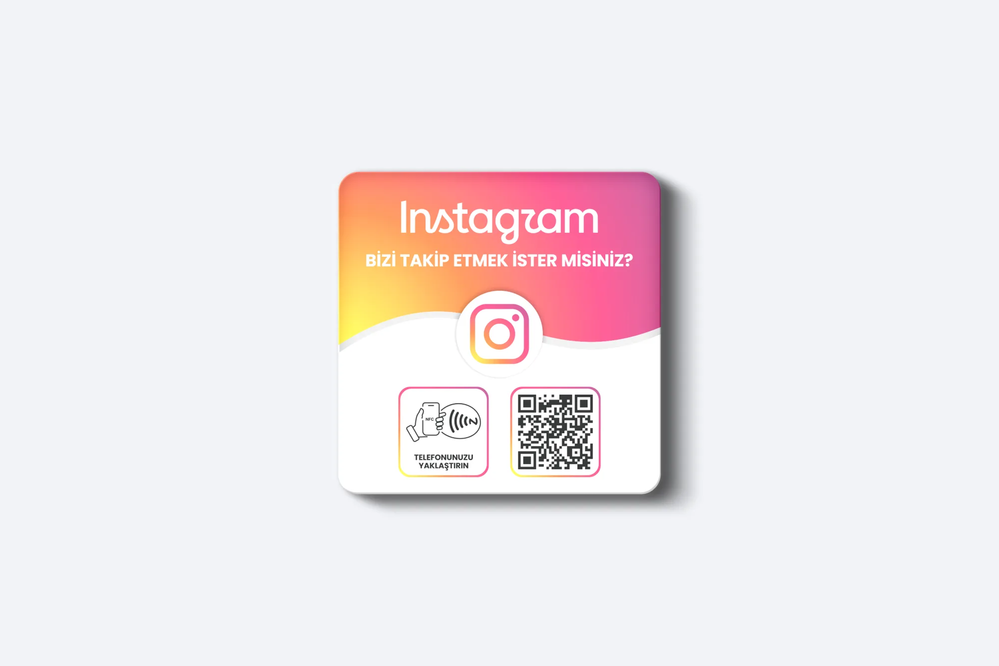 Instagram Takip Pleksi Kart - NFC & QR Özellikli - Kare (Beyaz)
