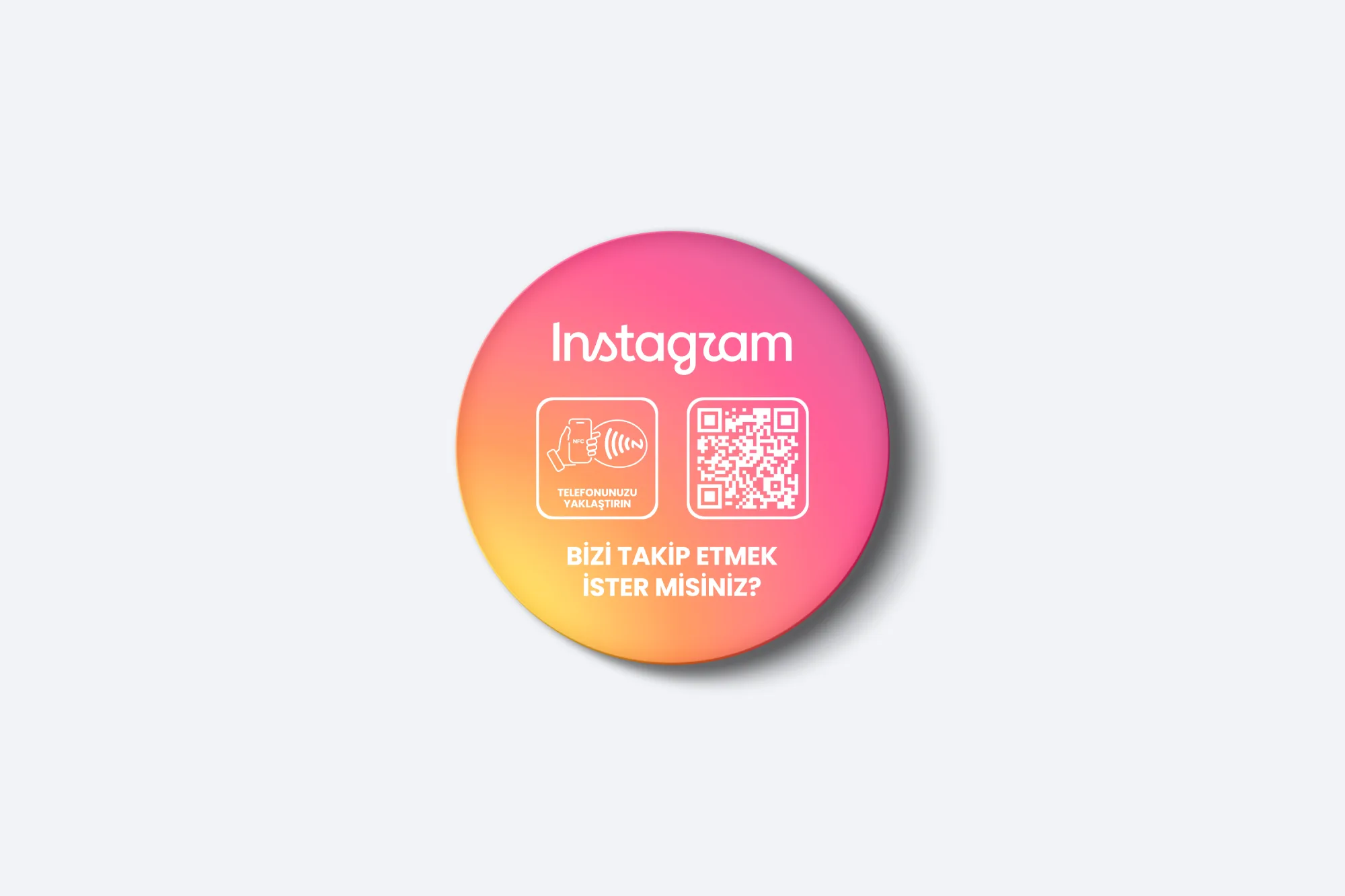 Instagram Takip Pleksi Kart - NFC & QR Özellikli - Yuvarlak (Renkli)