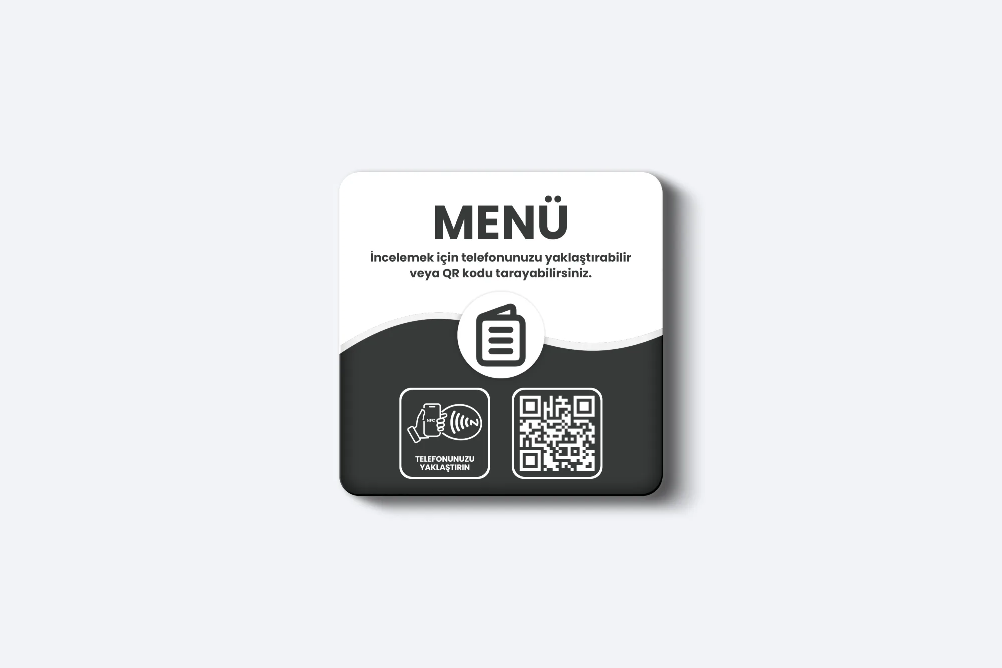 Menü Kartı - 3mm Pleksi - NFC & QR Özellikli - Kare