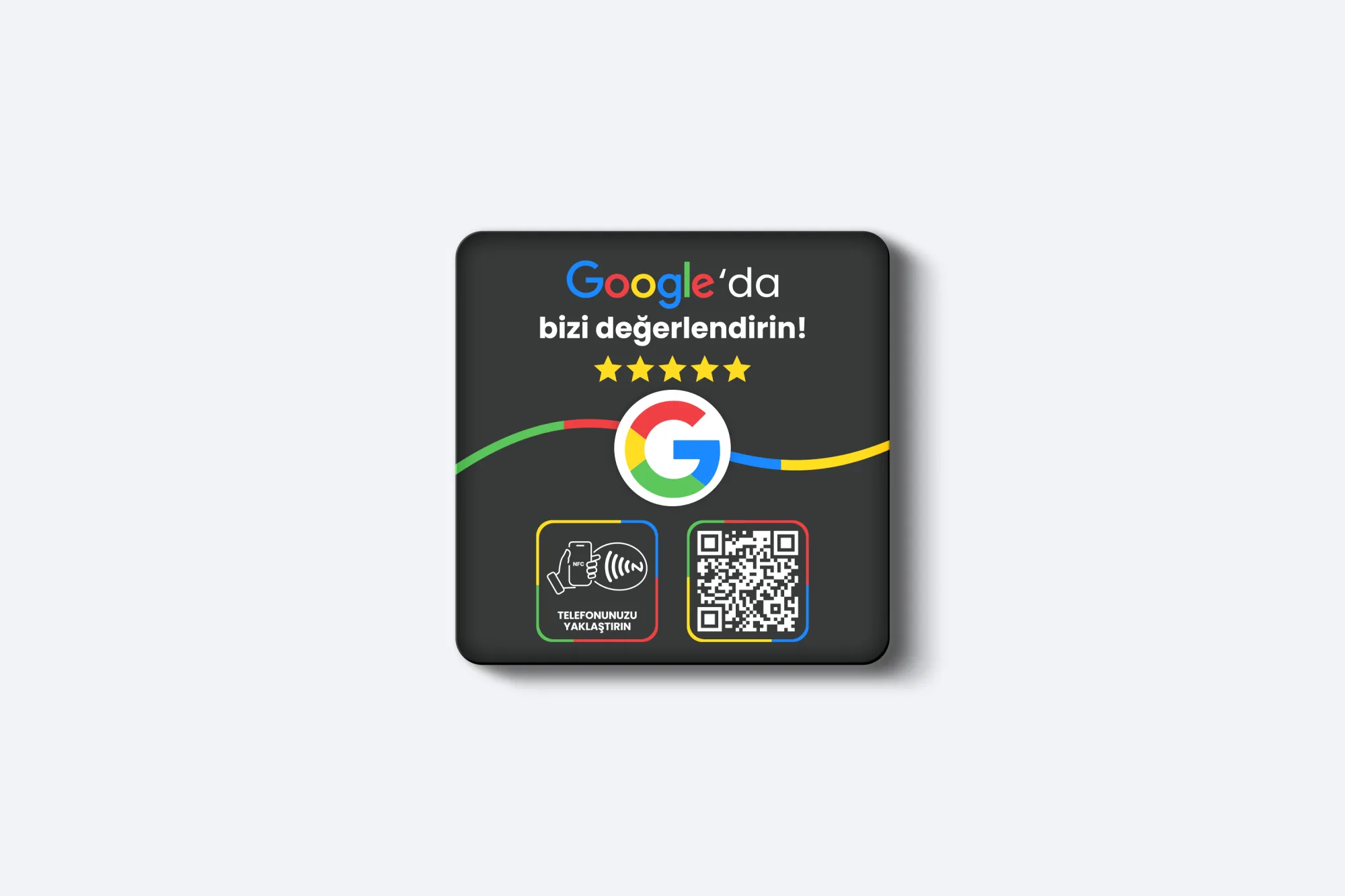 Google Yorum Pleksi Kart - NFC & QR Özellikli - Kare (Siyah)