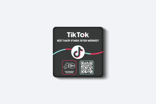 TikTok Takip Kartı - 3mm Pleksi - NFC & QR Özellikli - Kare (Siyah)