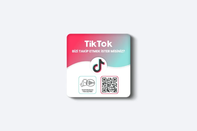 TikTok Takip Kartı - 3mm Pleksi - NFC & QR Özellikli - Kare (Beyaz)