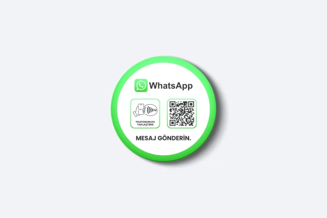 WhatsApp İletişim Kartı - 3mm Pleksi - NFC & QR Özellikli - Yuvarlak (Beyaz)